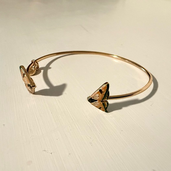 Fable of England gold enamel moth open cuff - Picture 2 of 2
